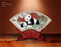 12寸扇形系列熊猫工艺摆件