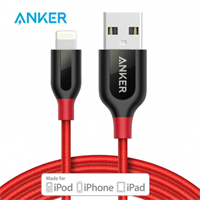 Anker安克 MFi认证 7/6/5s苹果数据线 1.8米红色挂装