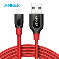 Anker安克 Micro USB安卓接口可拉车手机数据线/充电线 0.9米红色盒装