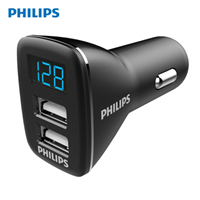 飞利浦（PHILIPS） 车载充电器一拖二车充头点烟器