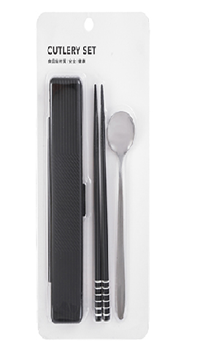 日式简约木筷+不锈钢勺餐具套装