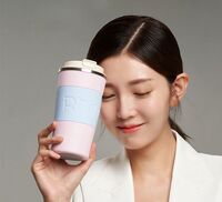 TD50200603 柔樱粉 独角犀Rhinolife撞色咖啡杯 500mL