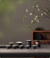 黑色陶瓷茶具十件套 MZ8011