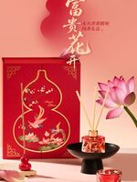大英博物馆东方梦境系列无火香薰蜡烛线香礼盒-富贵花开