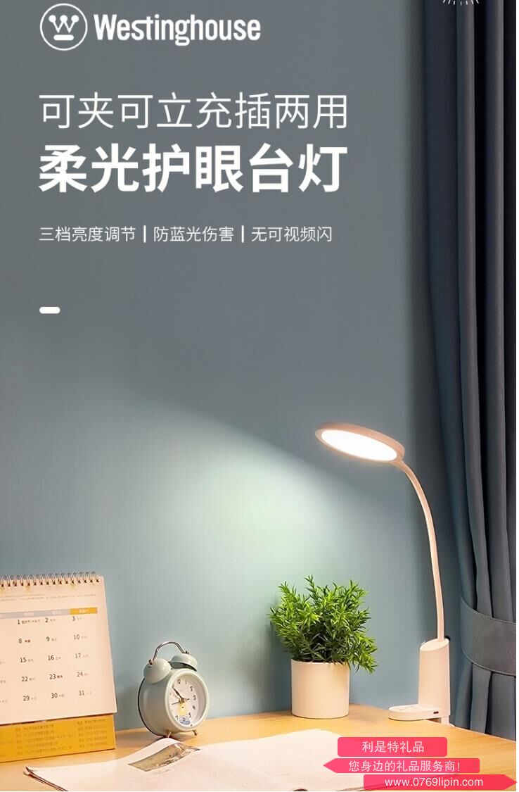 西屋Westinghouse 桌面夹放两用充电台灯WWJ01