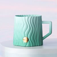 星巴克条纹浮雕款徽章马克杯绿色440ml