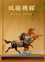 朱炳仁铜双骏携辉(ZBRT)-红棕