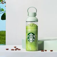 星巴克经典女神款薄荷绿提手瓶